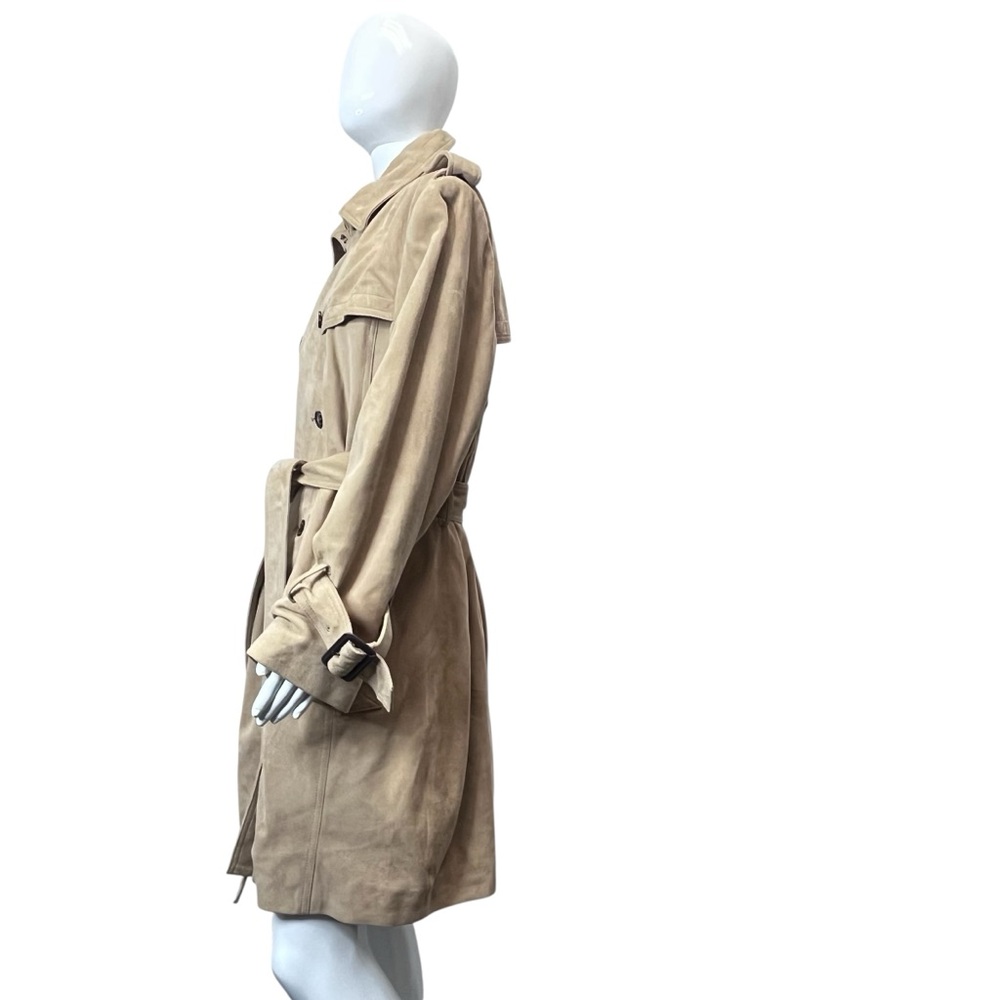 Banana Republic Classic Double Breasted Tan Suede Trench Coat Size XXL - Picture 5 of 15